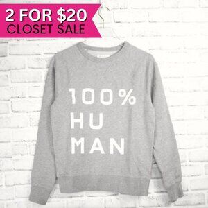 Everlane Gray Human Graphic Type Crew Neck Long Sleeve Sweatshirt‎ Sweater XXS
